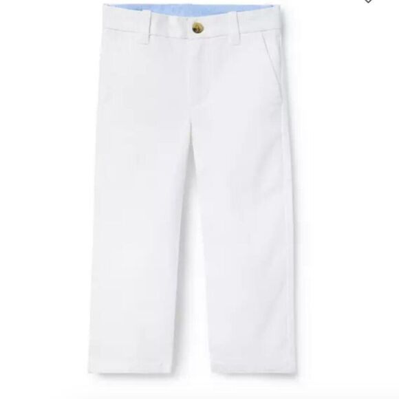 Janie and Jack 100048190 Boy Stretch Twill Pant Adjustable waist NWT White 4 - Picture 1 of 9